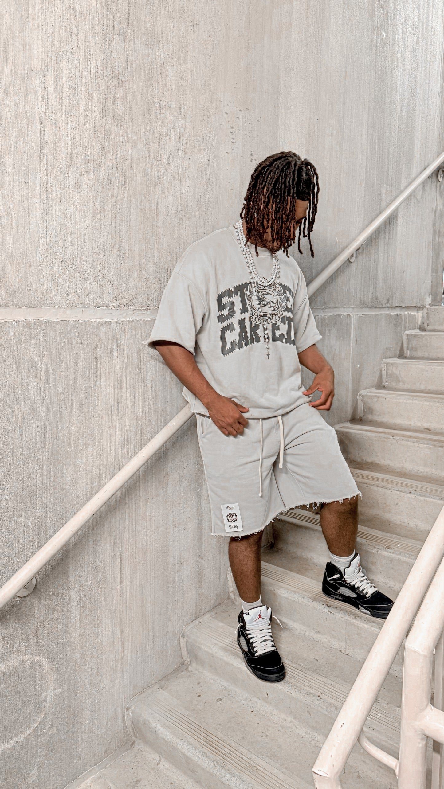 "Knight" Shirt & Shorts Set (Grey/Black)