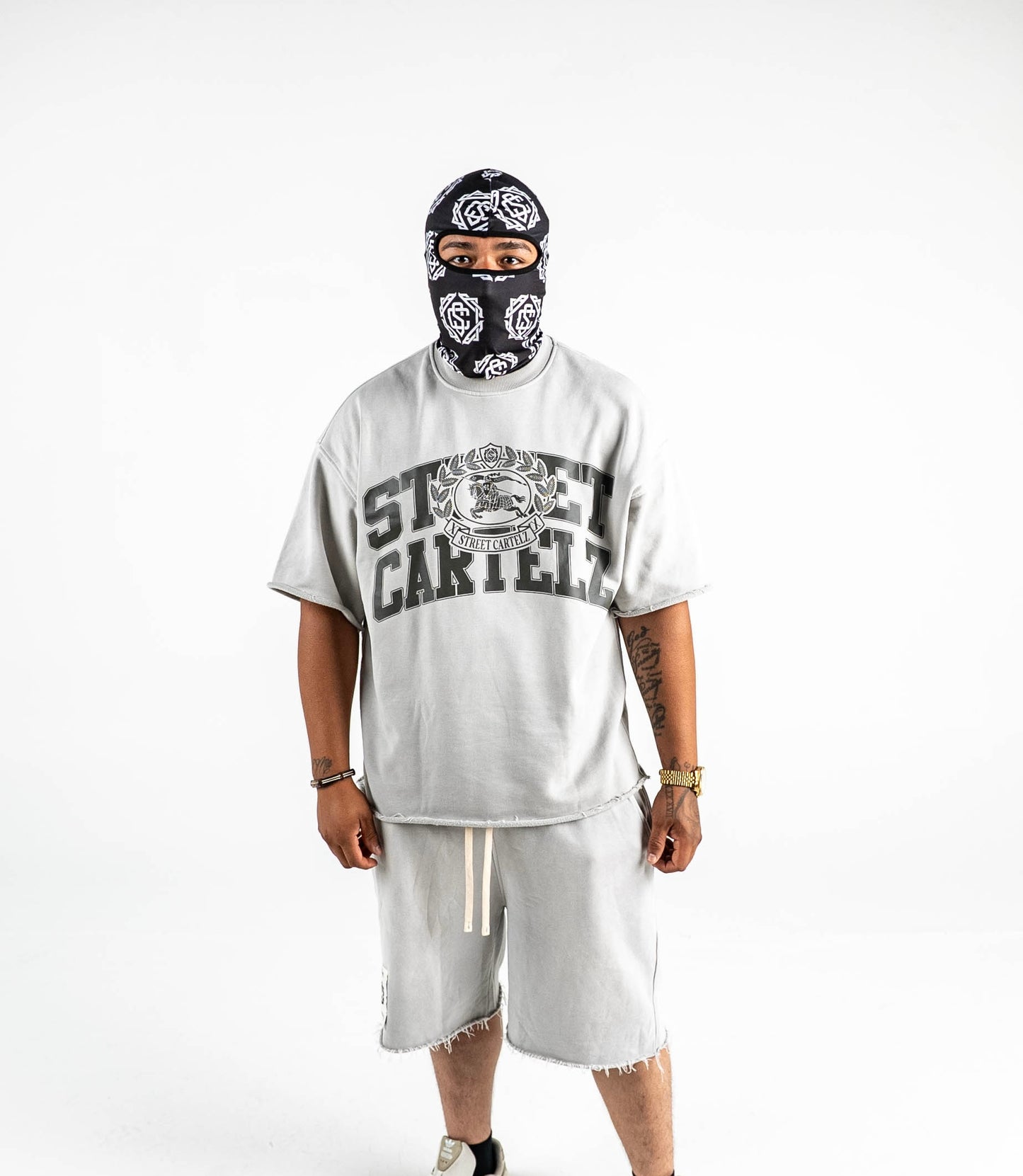 "Knight" Shirt & Shorts Set (Grey/Black)