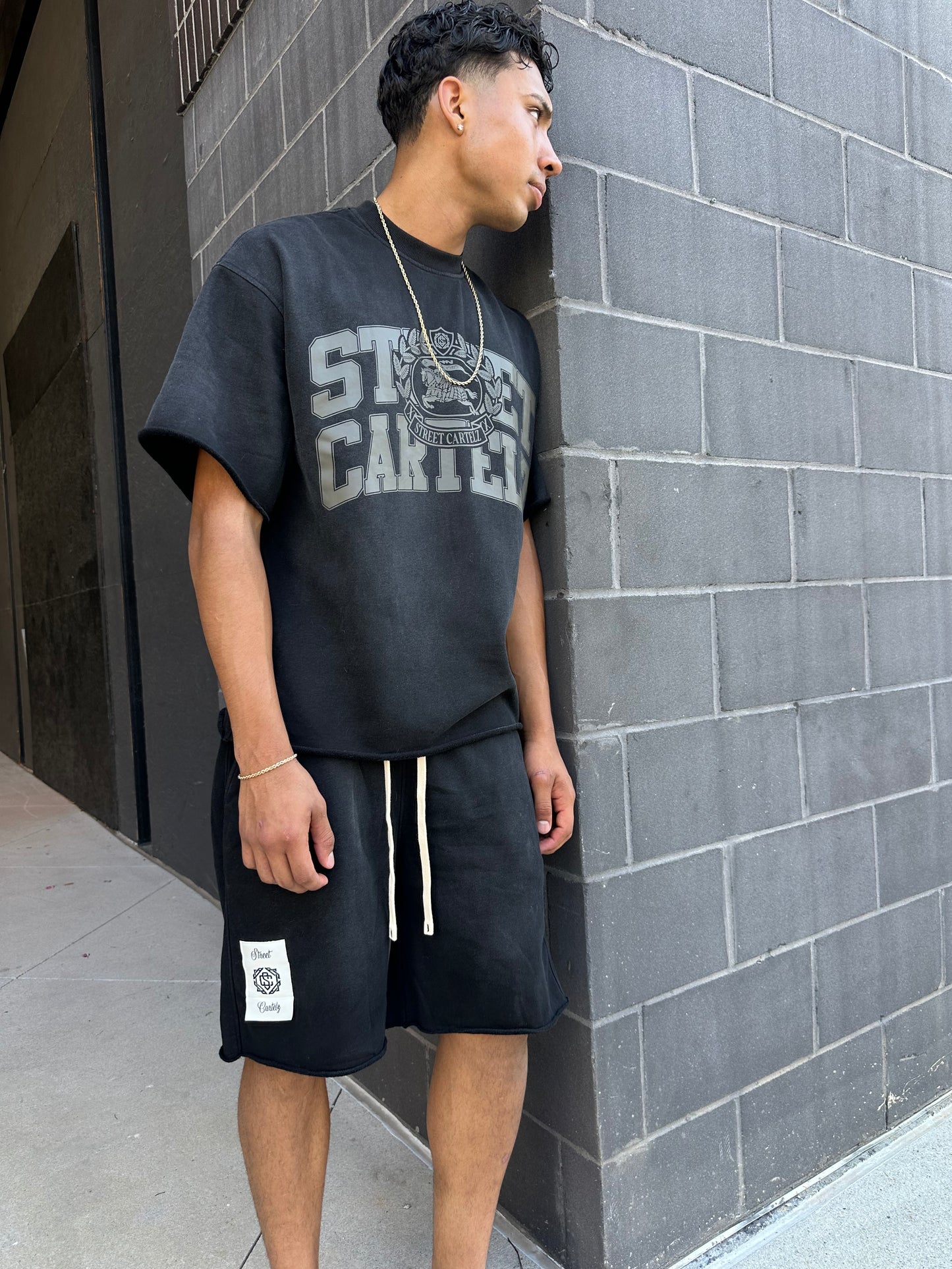 "Knight" Shirt & Shorts Set (Black/White)