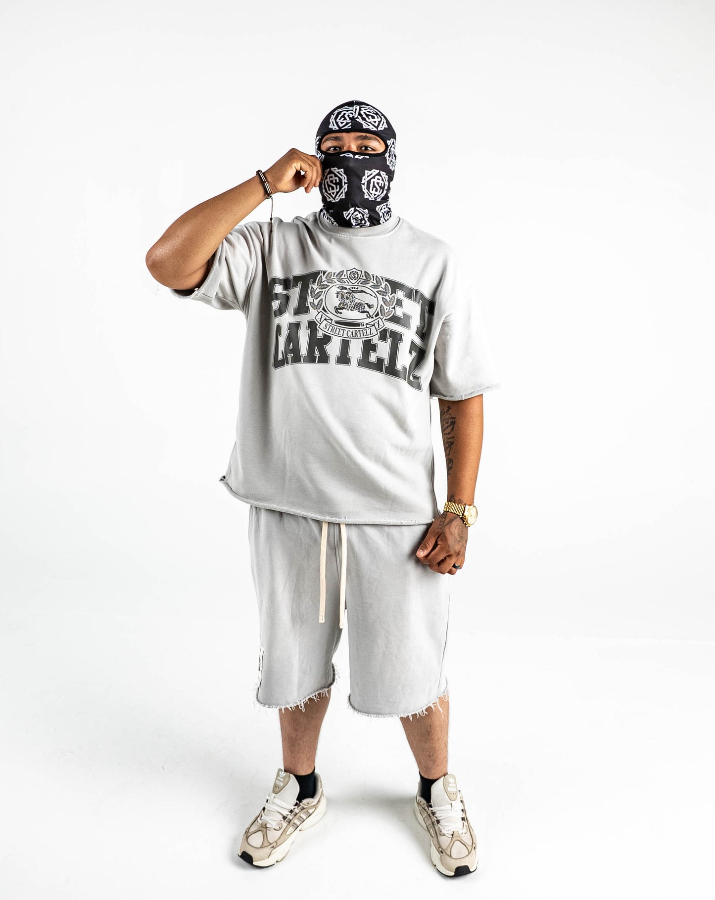 "Knight" Shirt & Shorts Set (Grey/Black)