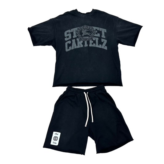"Knight" Shirt & Shorts Set (Black/White)