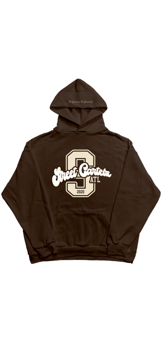 “No Pressure No Diamonds” Hoodie ( Brown/White/Light Cream)